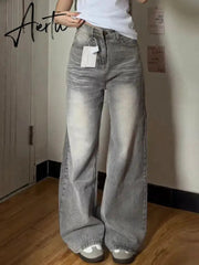 Aiertu Y2k Vintage Baggy Jeans Woman's Korean Fashion Denim Pants Harajuku Kpop Streetwear Trousers Japanese 2000s Style Spring Aiertu
