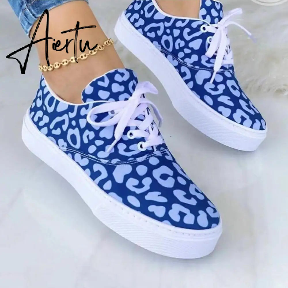 Aiertu Zebra Print Women Shoes Spring Plaid Lace-Up Sneakers Print Fashion Canvas Sneakers Light Size 43 Walking Vulcanized Shoes туфли Aiertu