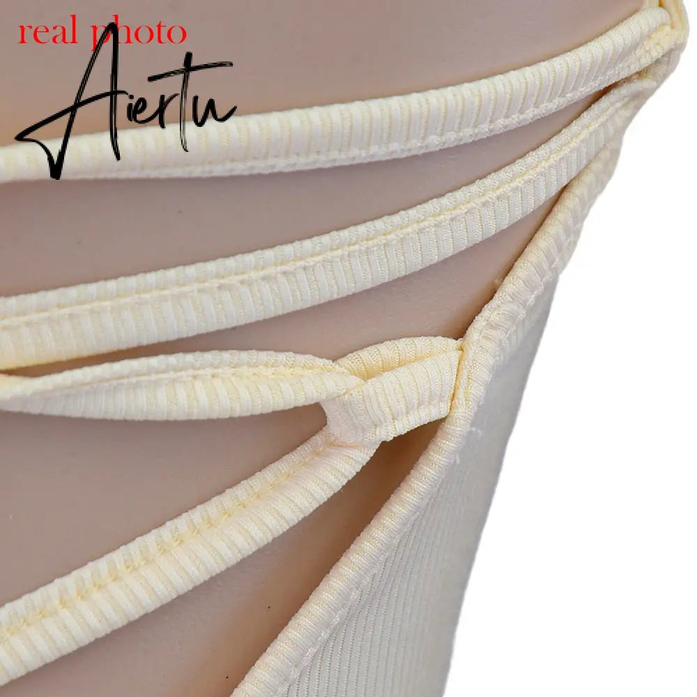 Aieru Bandage Sexy Backless Elegant Strapless Jumpsuits Women Club Party Flare Pants Rompers One Piece Outfits Overalls Aiertu