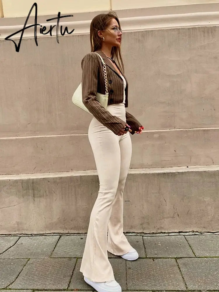 Aieru Bandage Sexy Backless Elegant Strapless Jumpsuits Women Club Party Flare Pants Rompers One Piece Outfits Overalls Aiertu