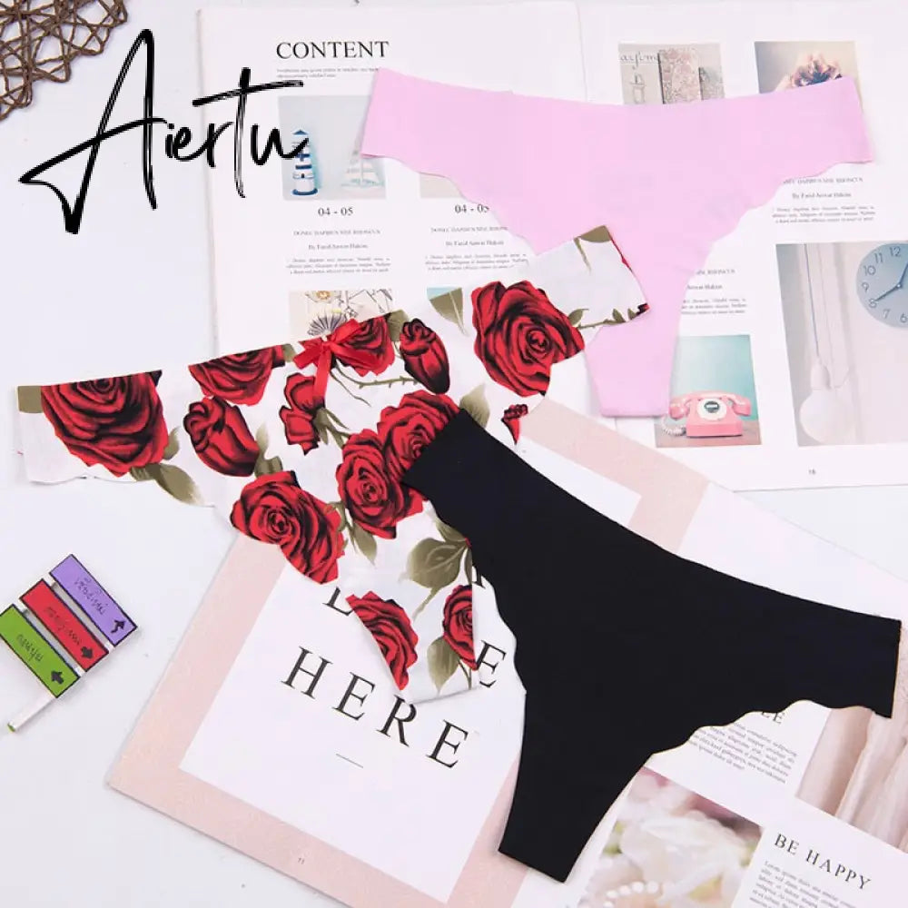 Aieru lady Lowest price cotton heart multi-color Sexy cozy comfortable  Briefs  thongs women Underwear Lingerie for women 3pcs Aiertu