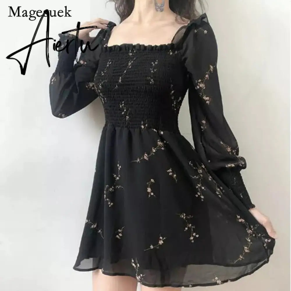 Aieru Sexy Sling Ruffle Strapless Slit Party Dress Women Summer Elegant Off Shoulder V Neck Long Dress Spring Floral Print Slim Dress Aiertu