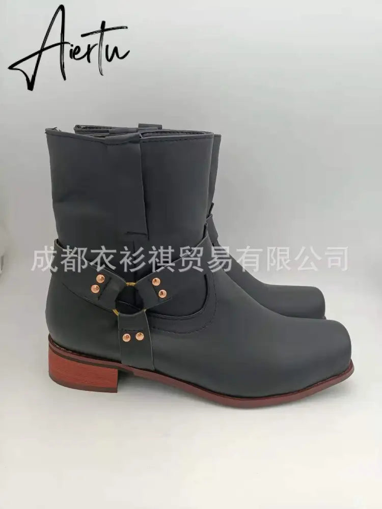 Aieru Winter New Style Men's Shoes Hot Style Retro Middle Tube Men's Boots Casual Men's Shoes Mens Boots  Men Shoes  Shoes for Men Aiertu