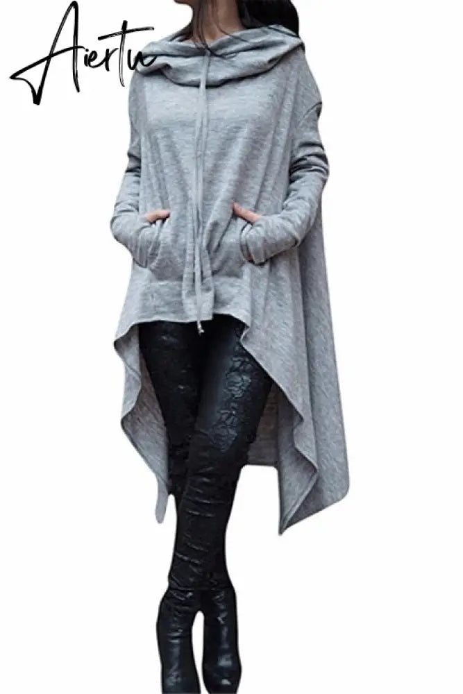 Autumn Winter Long Hoodies Sweatshirts Women Plus Size Loose Long Sleeve Hooded Sweatshirt Female Casual Pullover Hoodie Aiertu