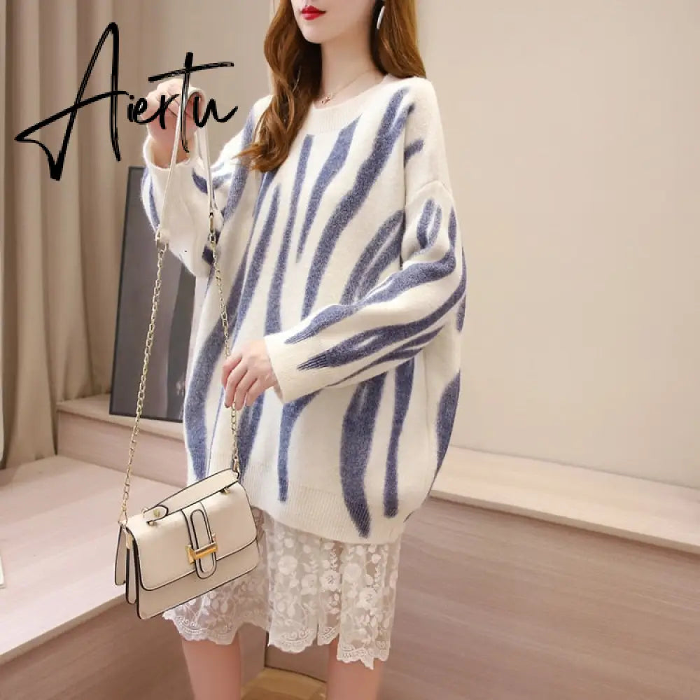 Autumn Winter Women Cardigans Warm Knitted Sweater Jacket Pocket Embroidery Fashion Knit Cardigan Coat Lady Loose Sweaters tops Aiertu