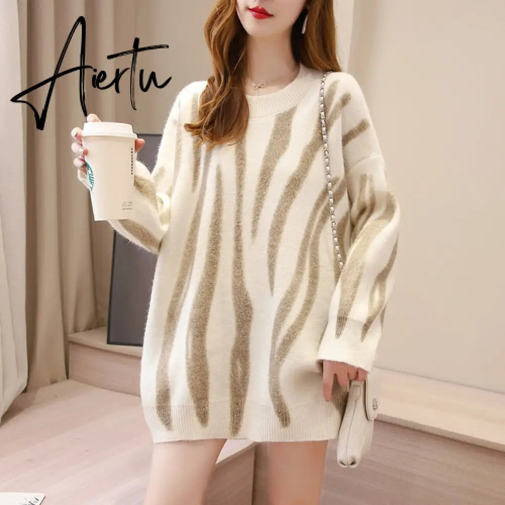 Autumn Winter Women Cardigans Warm Knitted Sweater Jacket Pocket Embroidery Fashion Knit Cardigan Coat Lady Loose Sweaters tops Aiertu