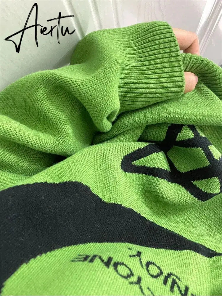 Autumn Winter Women's Sweater O-neck Graphic Male & Women Knitted Sweater Pullovers Long Sleeve Casual Harajuku Clothing Aiertu