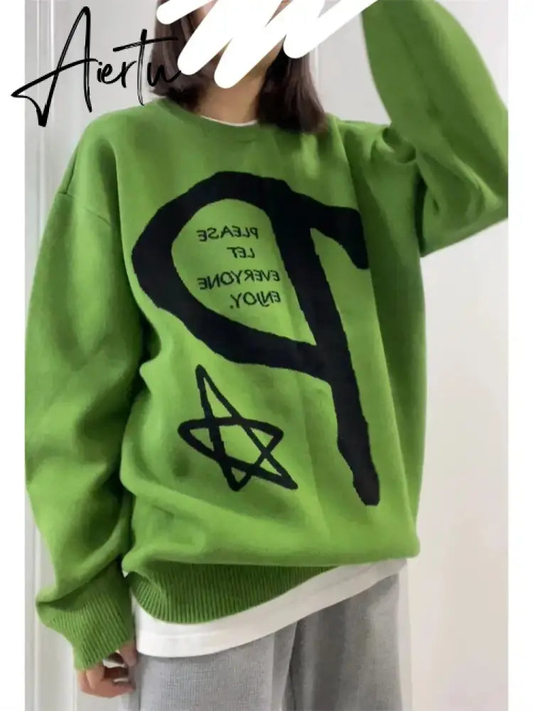 Autumn Winter Women's Sweater O-neck Graphic Male & Women Knitted Sweater Pullovers Long Sleeve Casual Harajuku Clothing Aiertu
