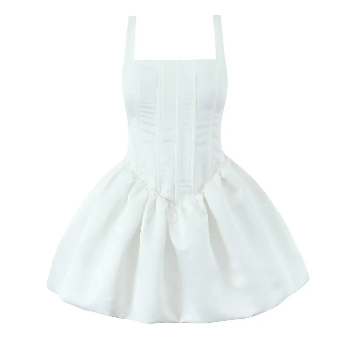Aiertu  -  Elegant White Party Mini Dress Women Sleeveless Fishbone Slim Sexy Wedding Dresses  Pretty Girl Bridesmaids Robe Short Aiertu