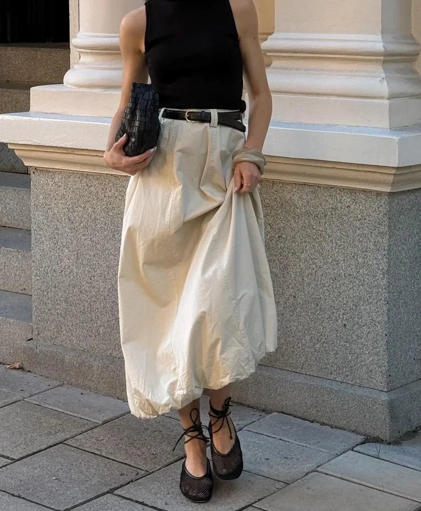 Aiertu  -  Vintage Casual Skirts For Women's Winter High Waist Casual Loose Long Skirt Female Party Solid Street Basic Skirts Aiertu