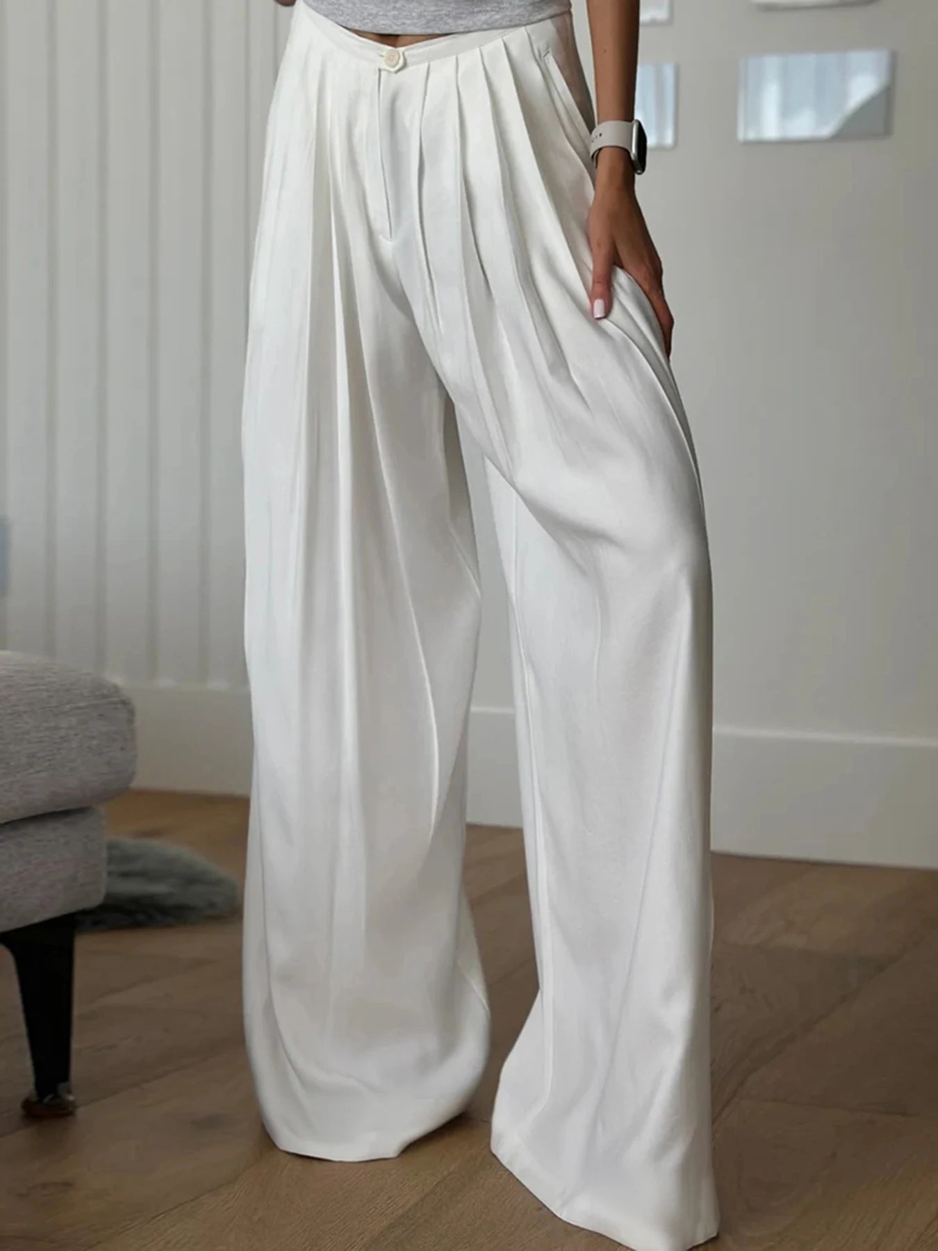 Aiertu  -  Sexy See Through Holiday Pants Summer Streetwear y2k Low Rise Loose Pleated Trousers Korean Fashion Ladies Casual Capris Aiertu