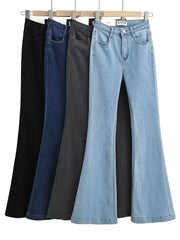 Aiertu  -  High Waist Denim Pants Women Solid Color Elastic Slim Fit Flare Pants For Hot Girl Denim Trousers Women Flare Jeans Streetwear Aiertu