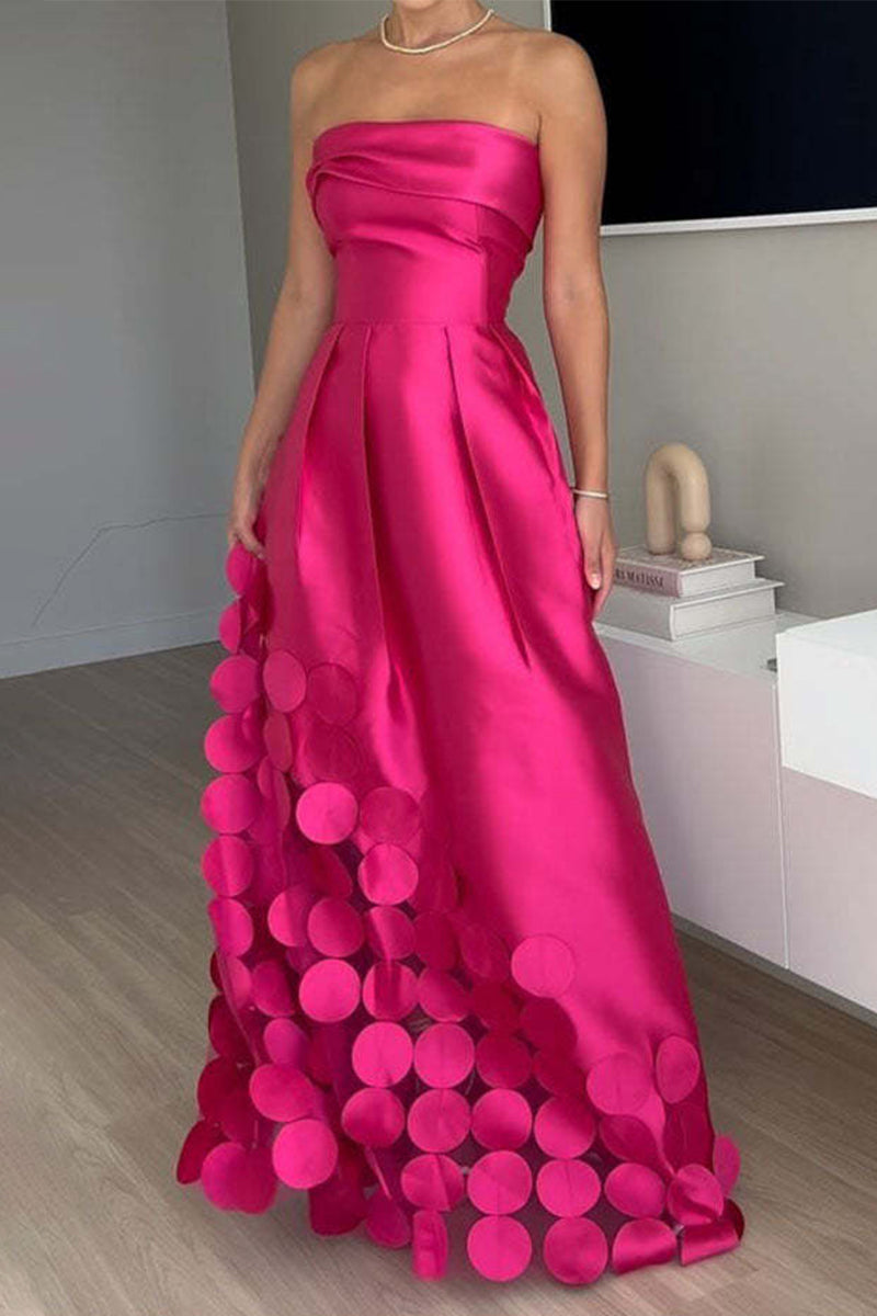 Aiertu  -Casual Prom Patchwork Ruched Strapless Evening Dresses aiertu