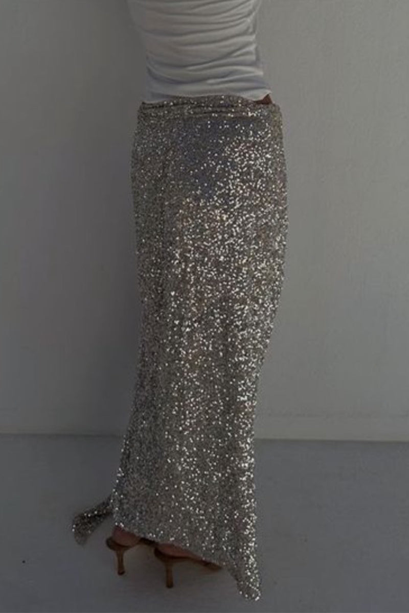 Aiertu  -Elegant Sequins Ruched Regular High Waist Bottoms(3 Colors) aiertu