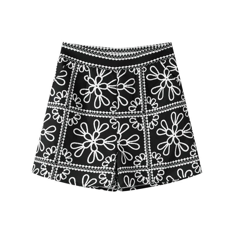 Aiertu  -  Casual Printed Jacket Shorts Set Women O-neck Long Sleeve Cardigan High Waist Shorts Suit Female Autumn Lady High Street Outfit Aiertu