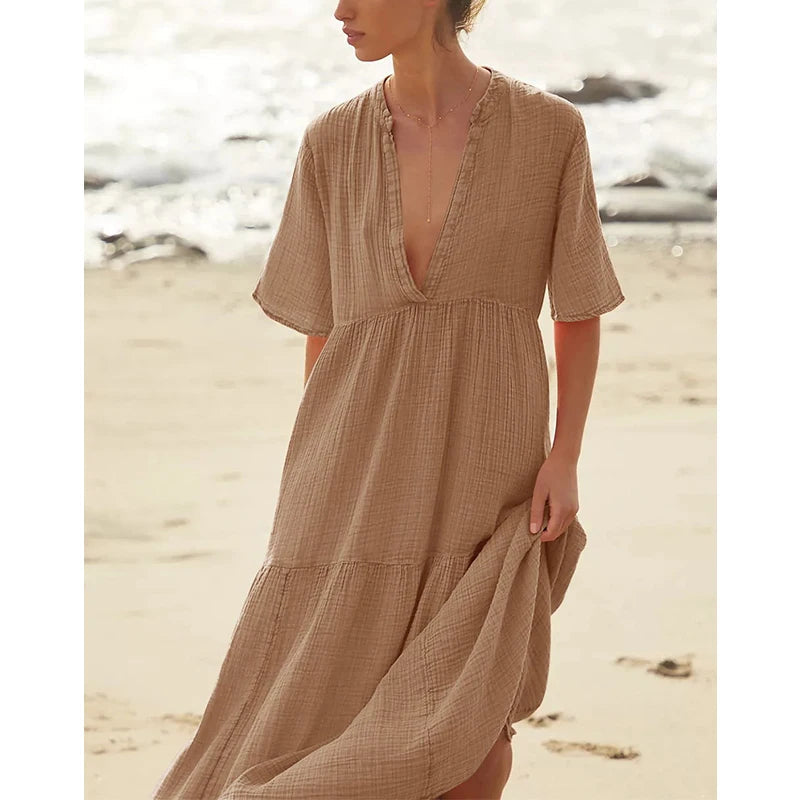 Aiertu  -  Gauze Elegant And Pretty Women'S Dresses  Sexy V-Neck Long Party Dress Ladies Dresses Sale Summer Sundress Aiertu