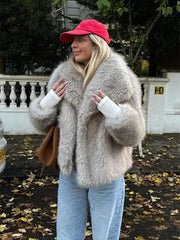Aiertu  -  Elegant Faux Fur Cardigan Coats Women Winter Long Sleeve Loose Luxury Coats Female Chic Solid Streetwear All-match Outcoat Aiertu