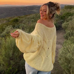 Aiertu  -  Autumn Winter Fashion Twist Knitted Sweaters Tops Hollow Out Round Neck Long Sleeve Top Y2K Outfits Streetwear Aiertu