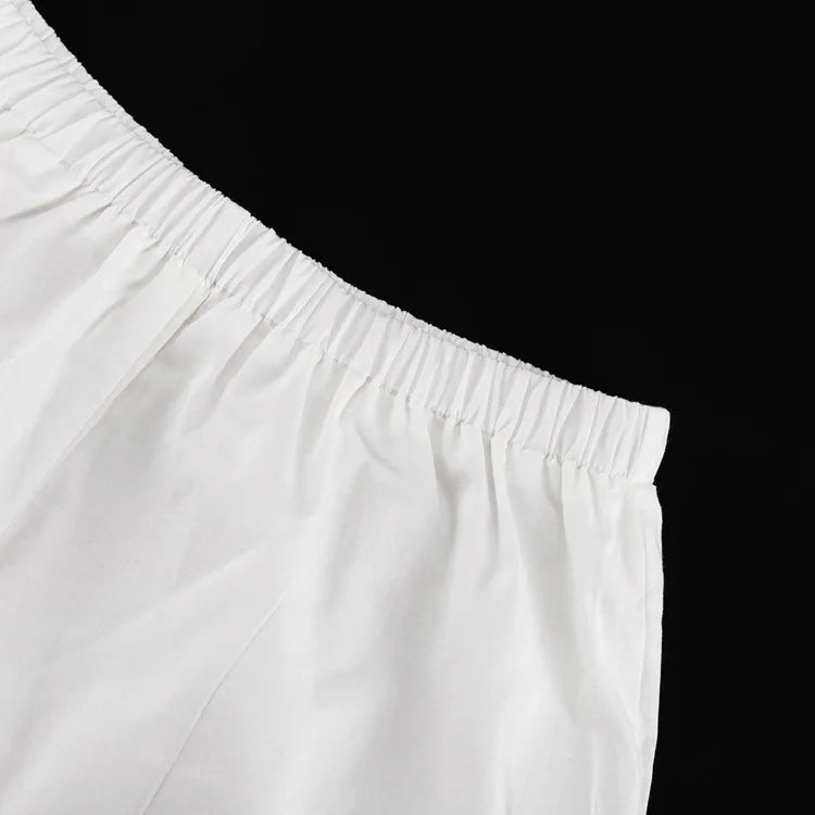 Aiertu  -  White Lace Trim Shorts Two-piece Set Women Summer Sleeveless Loose Tank Top+Elastic Waist Shorts Simple Casual Home Cozy Sets Aiertu