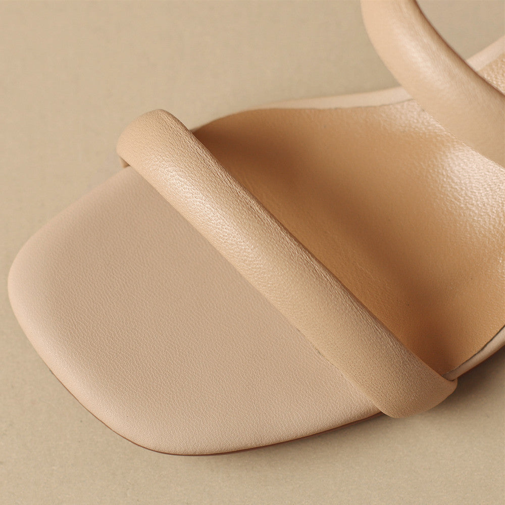 Aiertu  -  Women's genuine leather narrow band slip-on 4cm thick low heel sandals elegant ladies summer low heels slides shoes for women 42 Aiertu
