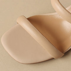Aiertu  -  Women's genuine leather narrow band slip-on 4cm thick low heel sandals elegant ladies summer low heels slides shoes for women 42 Aiertu