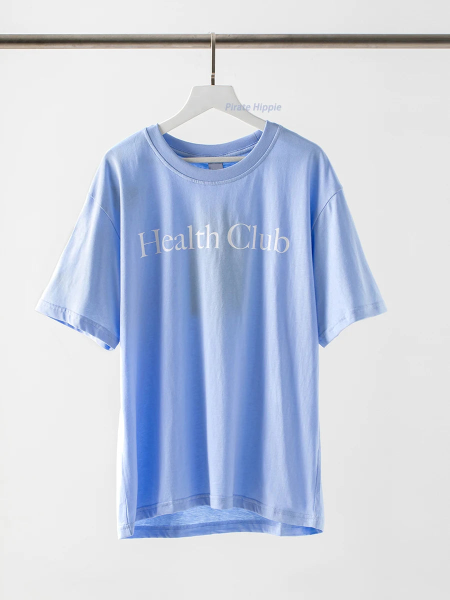 Aiertu  -   Sporty Letter Print T-shirt Women Round Neck Cotton Cozy Casual Short Sleeve Tees 2026 Summer New Classic Fashion T-shirts Aiertu