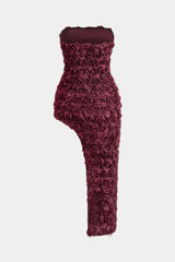Aiertu  -  3D Floral Strapless Sleeveless Midi Dress Aiertu
