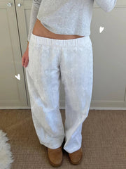 Aiertu  -  Fairycore Hollow Out Knitted Casual Pants White Low Rise Loose Straight Pants y2k Aesthetic Women Holiday Style Trousers Aiertu