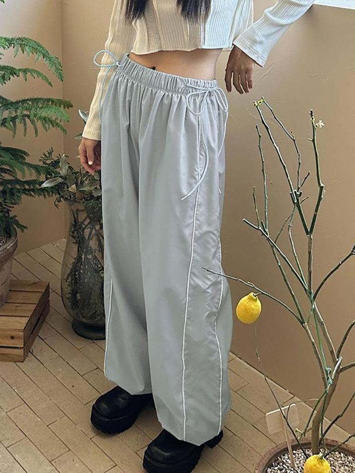Aiertu  Low Rise Striped Loose-Fit Wide-Leg Sweatpants Aiertu