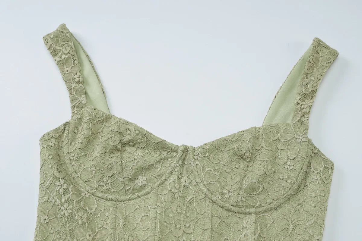 Aiertu  -  Sexy Sleeveless Short Lace Dress Women's Bandage Pink Party Gowns 2025 Summer High Waist Bodycon Green Evening Dresses Clubwear Aiertu