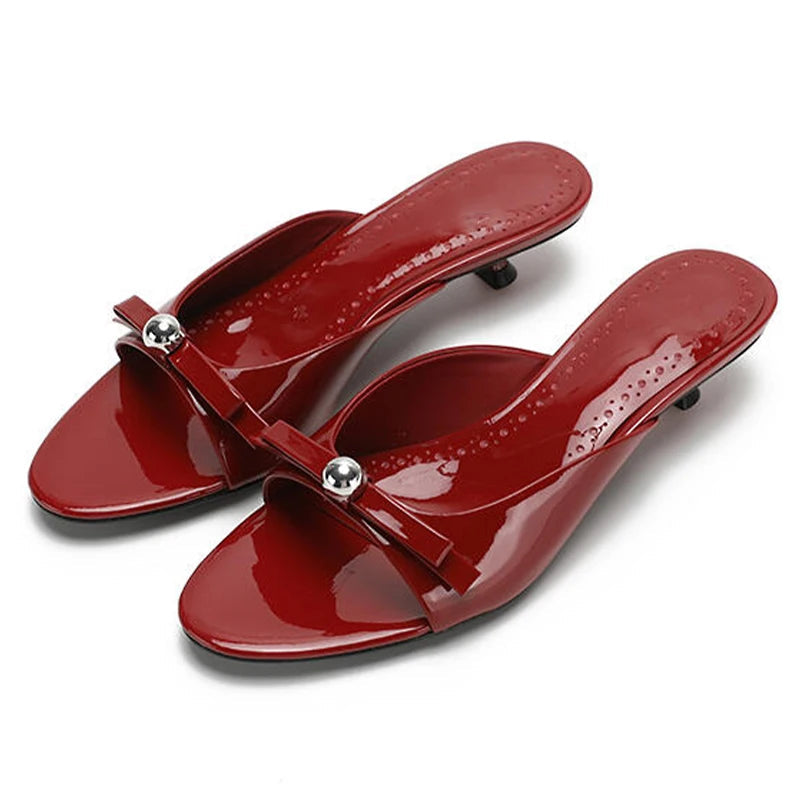 Aiertu  -   New Summer Thin Low Heels Slippers Women Fashion Butterfly-knot Open Toe Sandals Female Slides Shoes Aiertu