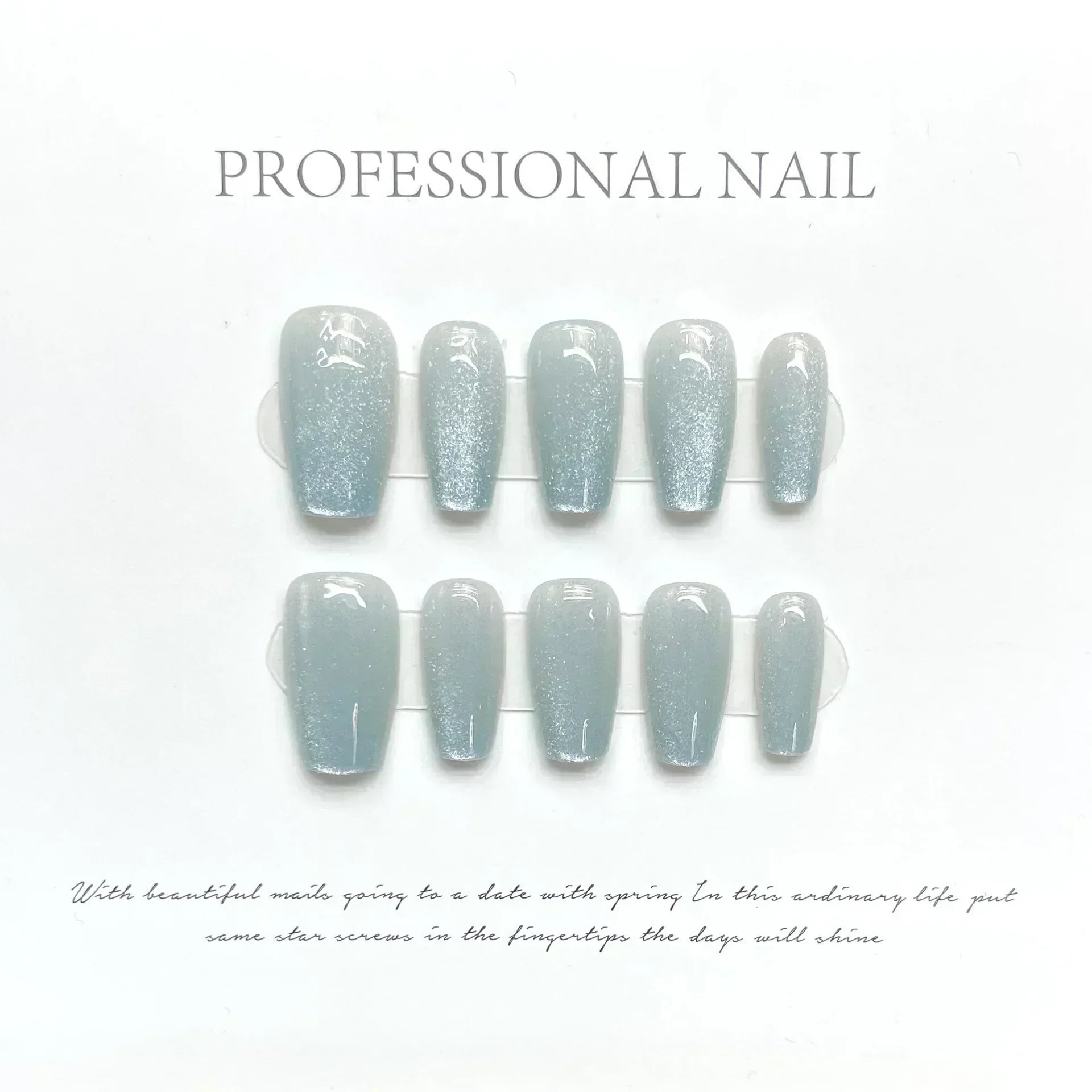 Aiertu 10Pcs Cat Eye Handmade Press On Nails with Gradient Design False Nails Full Cover French Ballerina Wearable Artificial Nail Tips Aiertu