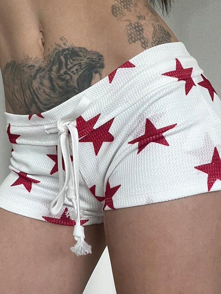 Aiertu  -Star Print Drawstring Low-Waist Shorts aiertu