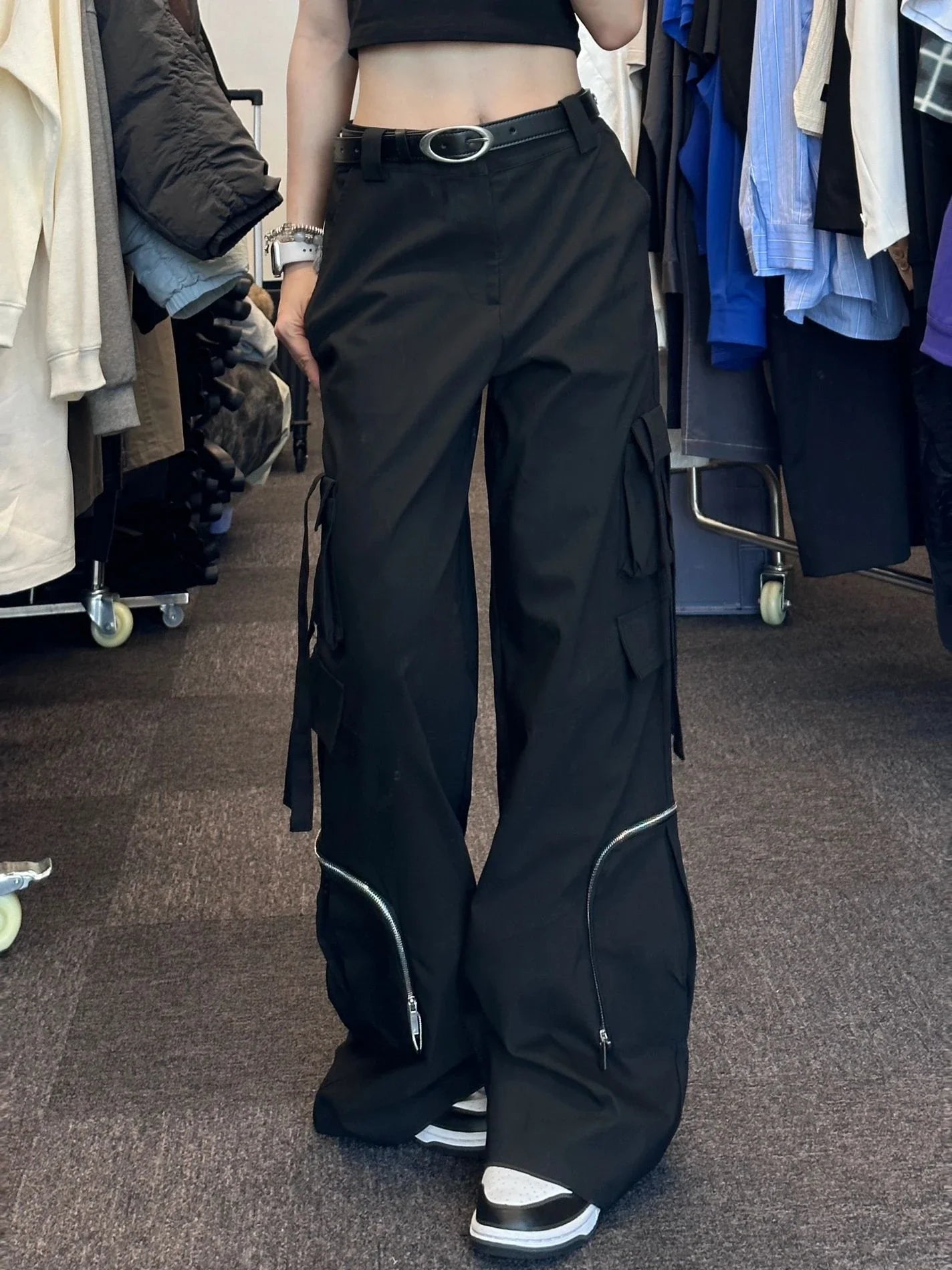 Aiertu  -  Hip Hop Women Cargo Pants American Casual Autumn Y2k Aesthetic Punk High Street Women Pantalones Fashion Zipper Dfesign Trousers Aiertu