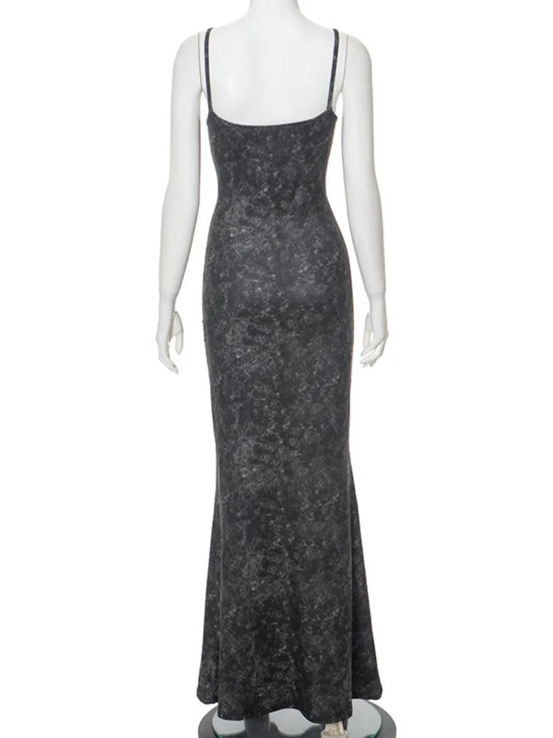 Aiertu  -  Black Print Sleeveless Long Dress 2026 Woman Clothes Elegant Spaghetti Strap Backless High Waist Bodycon Holiday Party Dresses Aiertu