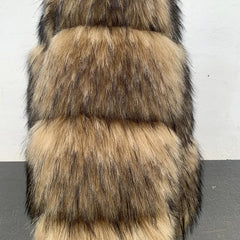 Aiertu  -  Women Fashion Faux Raccoon Fur Coat Luxury Short Furry Fur Top Jacket Women Winter Plush Fluffy Jacket Thick Fur Coats for Women Aiertu