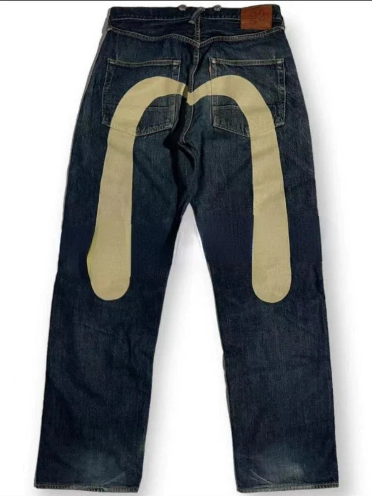Aiertu  -  Jeans Women Gothic Y2K Retro Streetwear Black Cargo Punk Vintage Kpop Print Wide Leg Denim Panrts Female Autumn Trousers Pants Aiertu