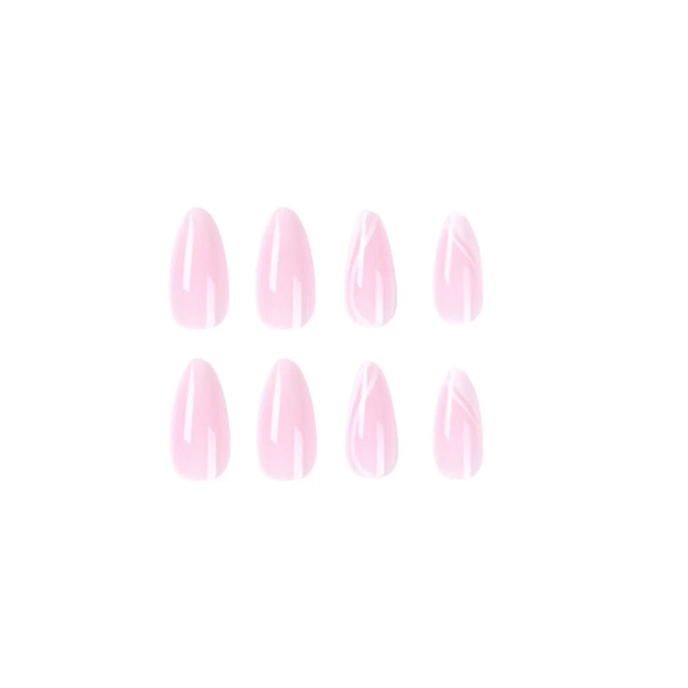 Aiertu  -  24Pcs Almond False Nails with Simple Colorful Design French Stiletto Full Cover Fake Nail Tips DIY Wearable Press on Nails Aiertu