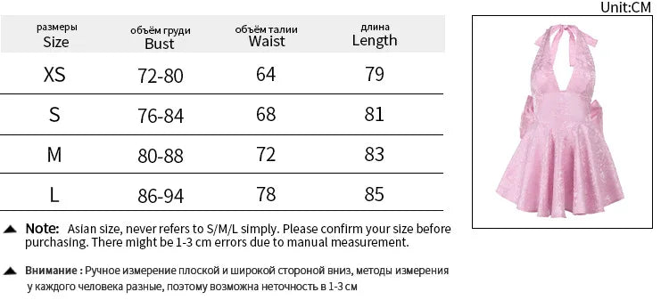 Aiertu  -  Jacquard Bow Deep V Neck Backless Mini Dress Sexy Elegant Party Dresses for Women Clothing Summer 2025 Aiertu