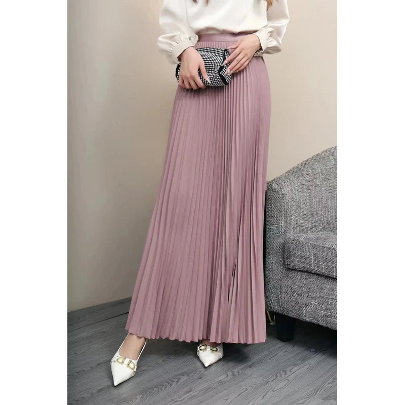 Aiertu Brand Spring Clothes Women Autumn Fashion Casual Office Lady Pleated Skirt Women New Hight Waist Solid Long Skirt Aiertu