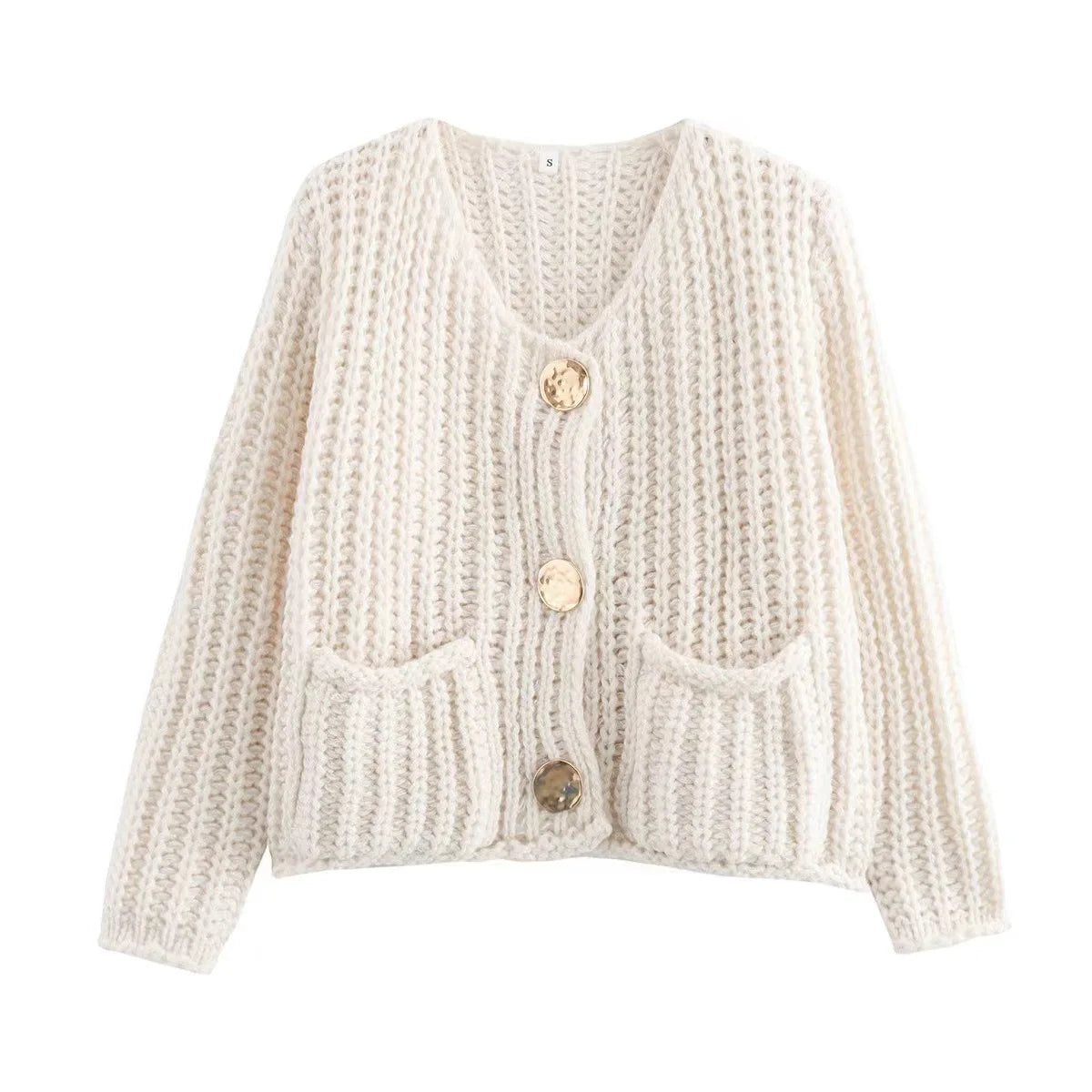 Aiertu  -  Women V Neck Cardigan Sweater Solid Casual Warm Outerwear Knitwear Autumn Winter Long Sleeves Single Breasted Top Mujer Aiertu