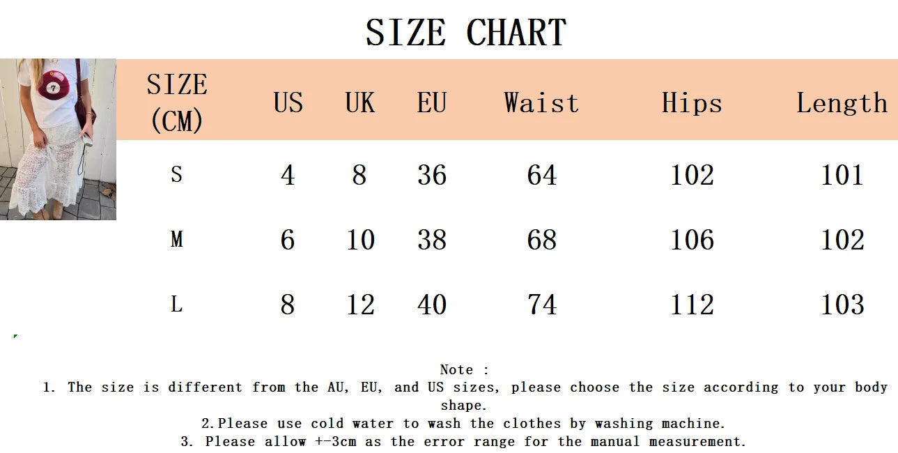 Aiertu  -  Lace Jacquard Long Skirt Women Summer Elegant Elastic Waist Sheer White Maxi Skirts Streetwear Fashion Casual Sexy A-line Skirt Aiertu