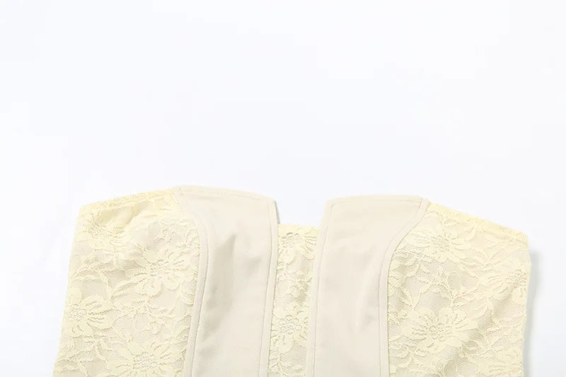 Aiertu  -  Two Piece Outfits Woman Set Vintage Lace Spliced Tube Top and Mini Skirt Coords Sets Woman Summer Clothes P94-EG32 Aiertu