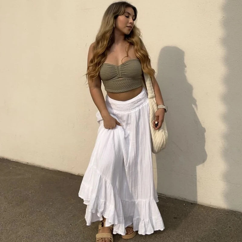 Aiertu  -  Sexy Stripe Hollow Out Strapless Knitted Vest For Women Backless Summer Hot Girl Club Party Beach Navel Vest Top Y2K New Aiertu