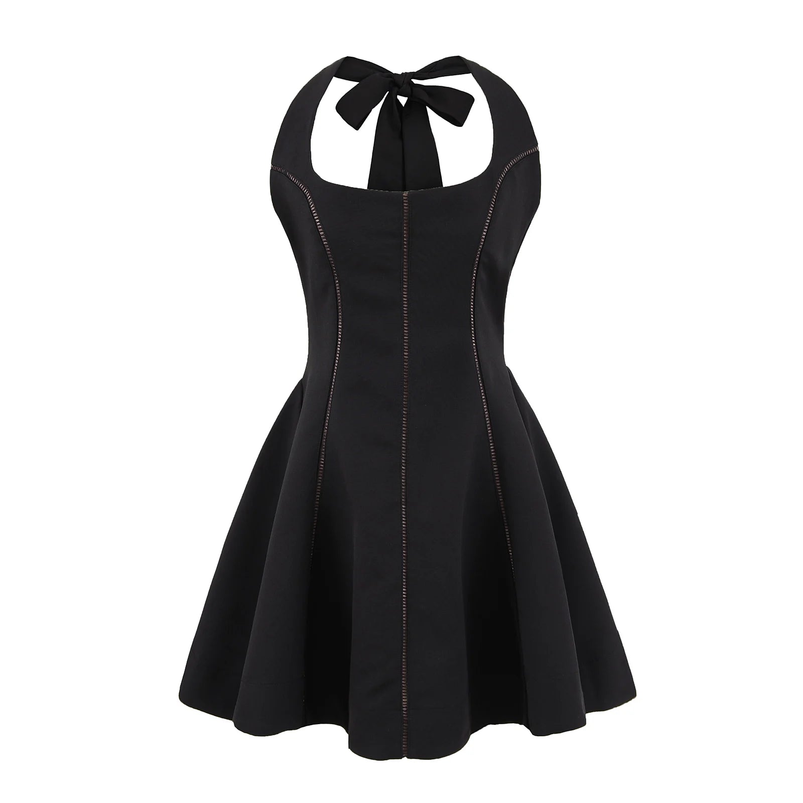 Aiertu  -  4 colors Sexy Bow Halter Sling Dress Women Spliced Hollow Out Hole Line Slim Waist Ball Gown Backless Dresses Party Robe Aiertu