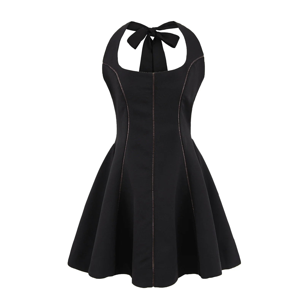 Aiertu  -  4 colors Sexy Bow Halter Sling Dress Women Spliced Hollow Out Hole Line Slim Waist Ball Gown Backless Dresses Party Robe Aiertu