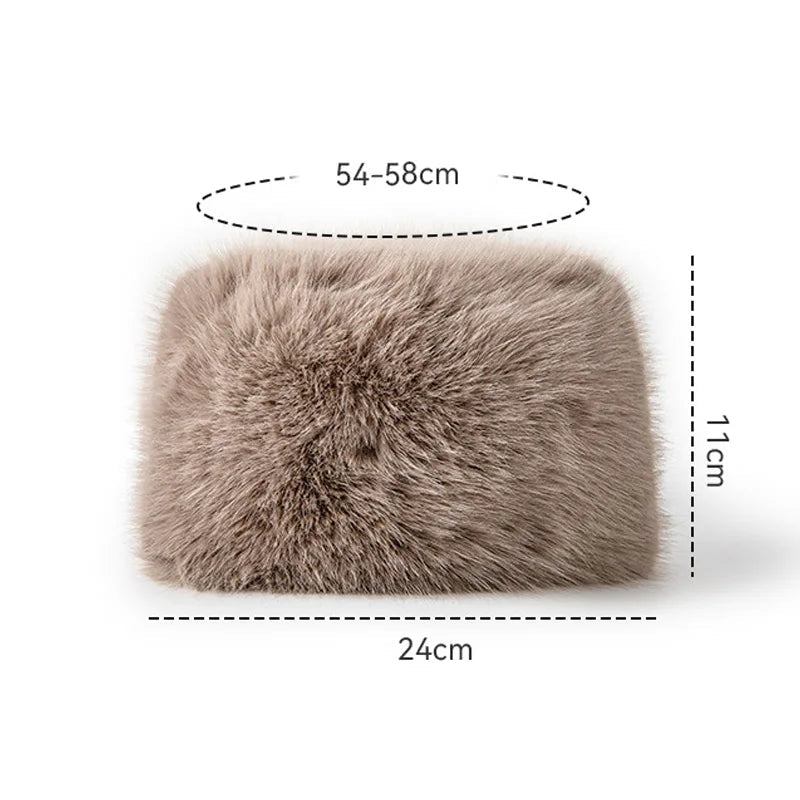 Aiertu  -   Mink Bucket Hat for Women Winter Fluffy Fur Warm Beanies Plush Earflap Hat Outdoor Windproof Ear Protection Skiing Cap Aiertu