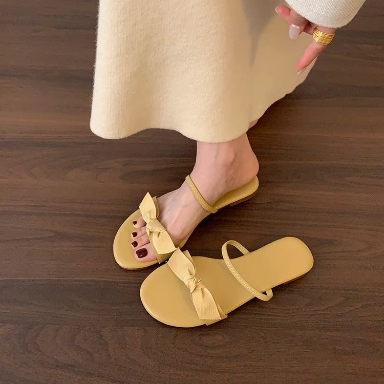 Aiertu  Slippers Women Summer Shoes Butterfly-Knot Slides Shale Female Beach Soft Flat Sabot Silver Scandals Butterfly-knot Shoes Ladies Aiertu