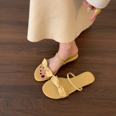 Aiertu  Slippers Women Summer Shoes Butterfly-Knot Slides Shale Female Beach Soft Flat Sabot Silver Scandals Butterfly-knot Shoes Ladies Aiertu