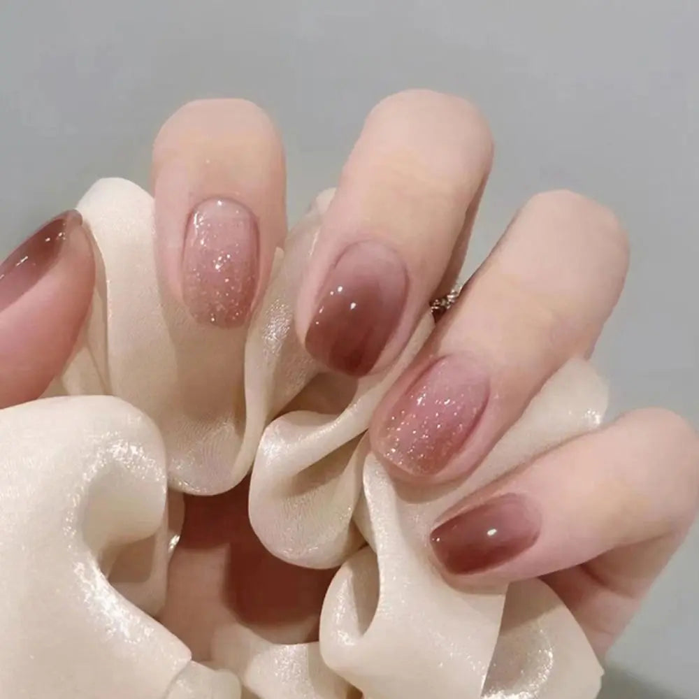 Aiertu  -  Fashion Wearable Manicure Fake Nails Gradients Bling French False Nails Glossy Full Cover Press On Nails for Women and Girls Aiertu